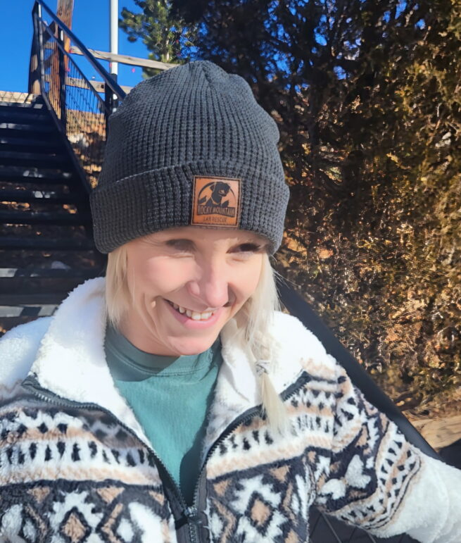 Leather patch beanie